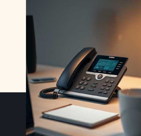 Yealink business desk phone on an office desk